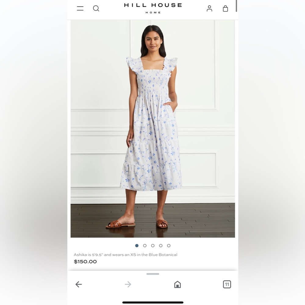 Hill House Ellie Nap Dress - XS Blue Botanical